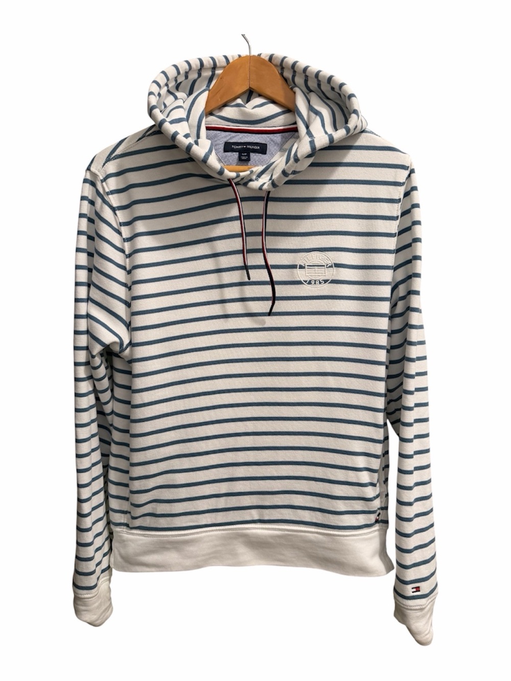 Striped Hooded Pullover Tommy Hilfiger Sweatshirt  white & Blue